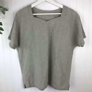 VINTAGE Sage Cotton Blouse Sweetheart - M